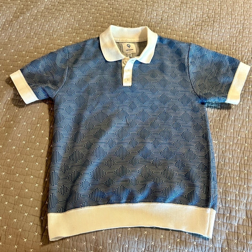(Bundle 3 for $15) Kids Geometric Blue Polo Sweater Size L